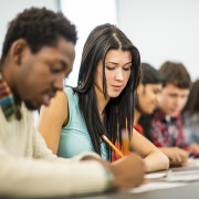 Group of college students in classroom
